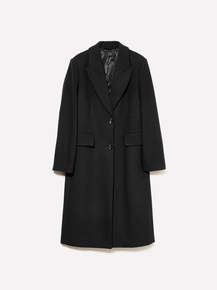 Manteau noir à simple boutonnage - manteaux pour femme - Noir | Sisley image number 1